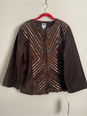 DG2 Sequin/Embellished Geometric Jacket 1X NWT Art Deco Holiday Party Boho Chic